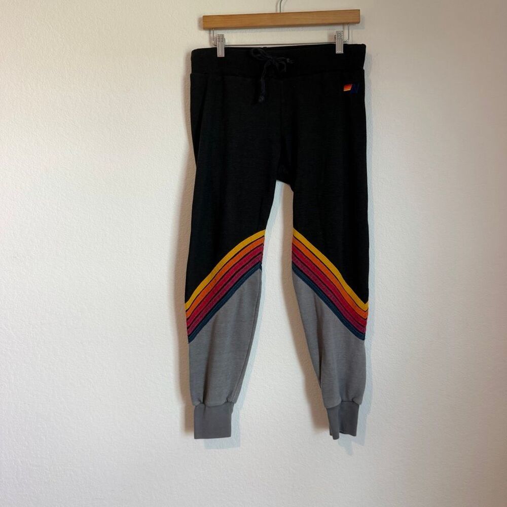 Aviator Nation Chevron Stripe Color Block Jogger Sweatpants Women's Size Small